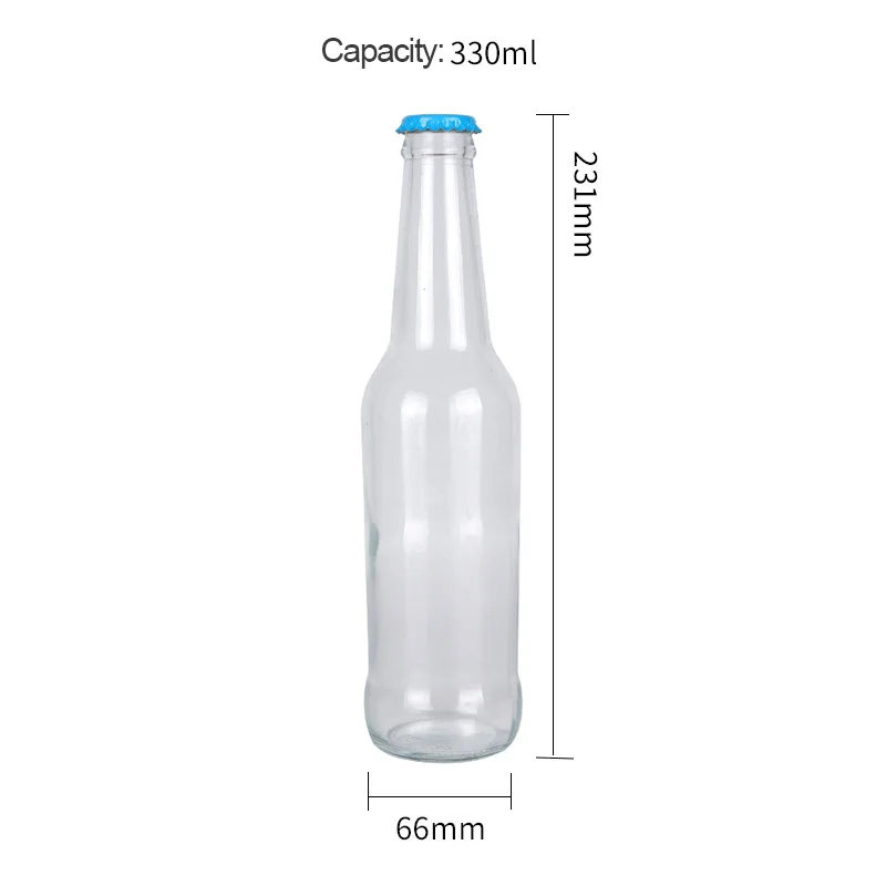 250ml 275ml 330ml 500ml Clear Amber Blue Empty Beer Glass Bottle