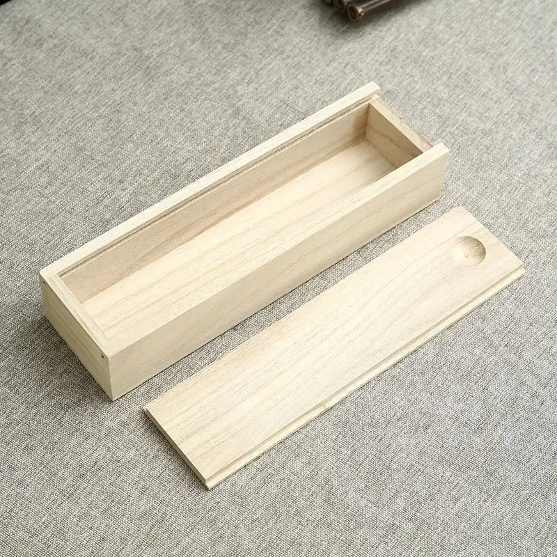 Wooden Box with Sliding Lid Customization Welcome Storage Container
