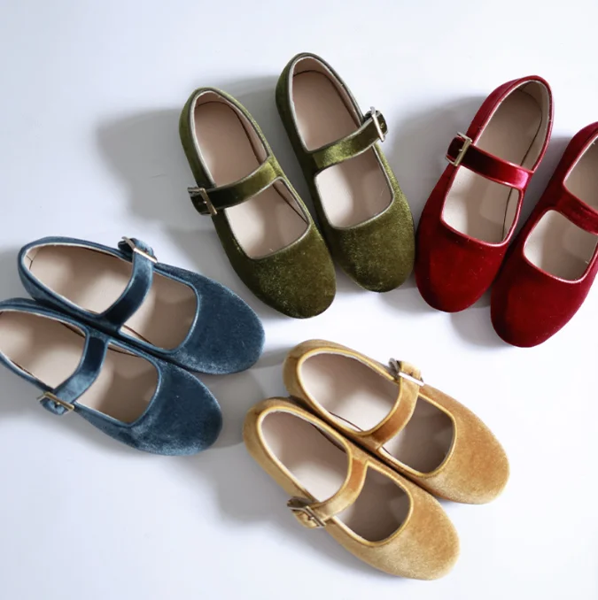 Fashion Wholesale Bulk Princess Children Custom Made Dress Party Velvet  Mary Janes Kids Shoes For Girls