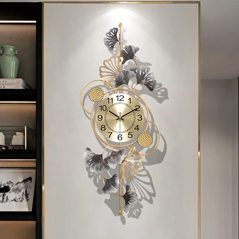 New Arrival 3D Rustic Metal Leaves Design Creative Home Decorative Wall Clocks