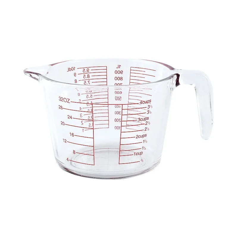 High Borosilicate Glass Measuring Cup Set-V-Shaped Spout Glass Measuring Beaker for Kitchen or Restaurant