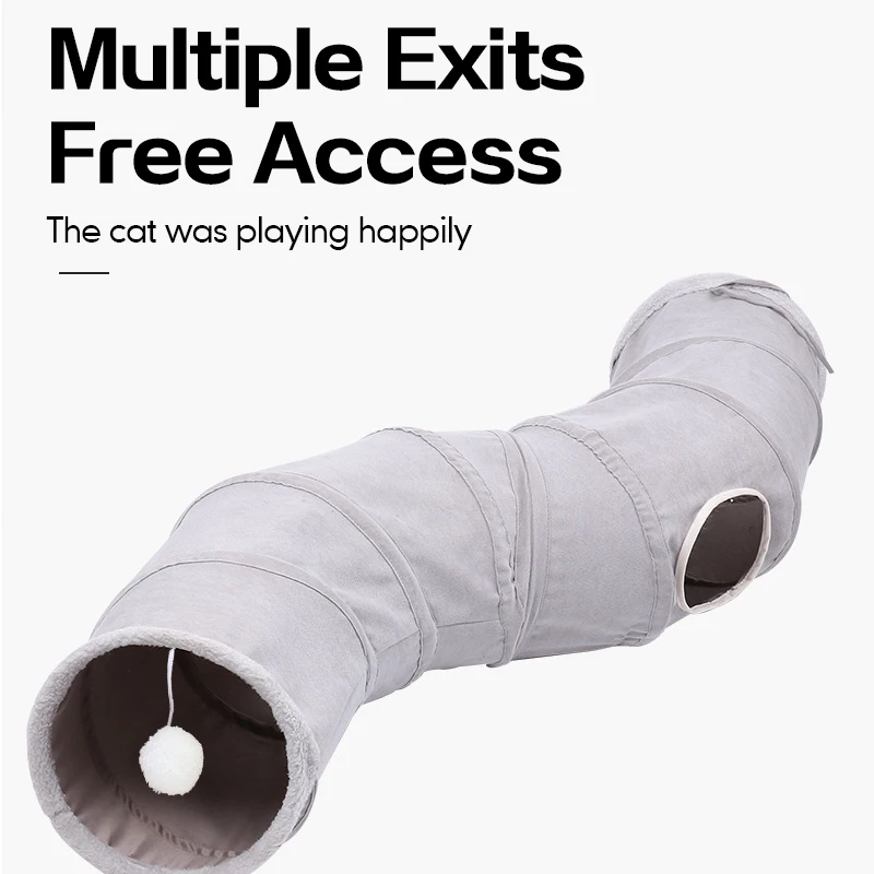 Wholesale plush fluffy collapsible pet cat tunnel tube for indoor cats