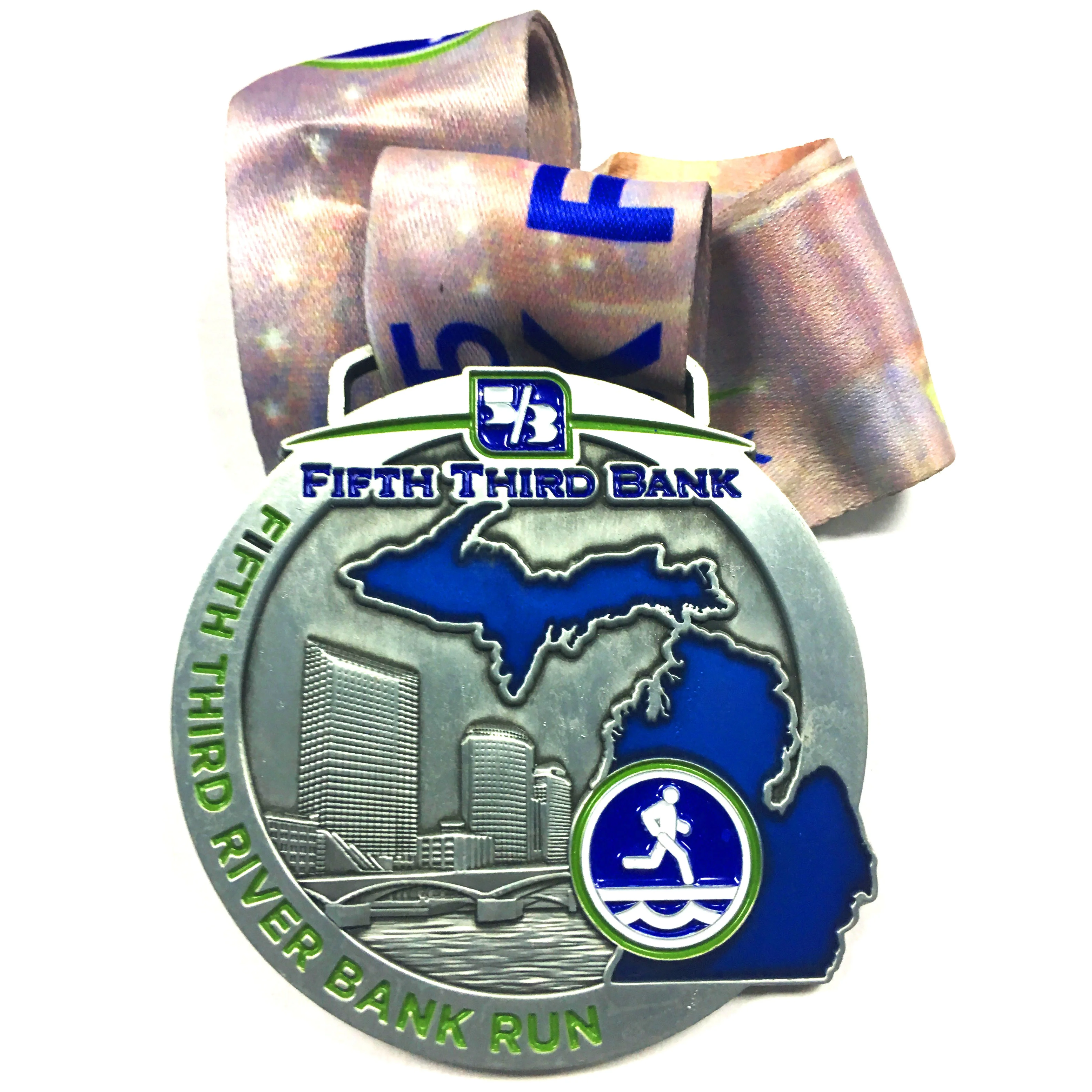 Antique Silver Land View Design 3D Sport Medal Sport Medallion Custom Trail Marathon Medal Sports Medals