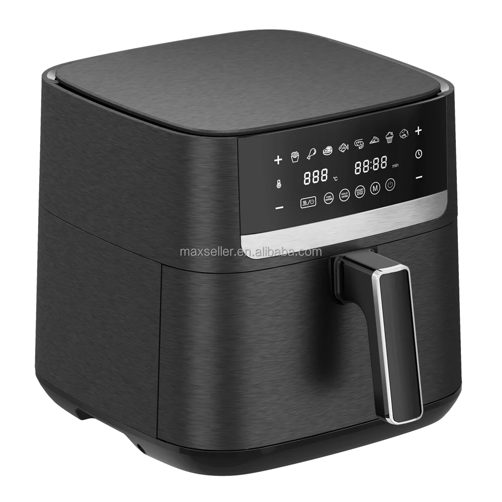 8l big Air Fryer Factory selling directly black 5L 6l smart air fryer, digital air fryer with upper and bottom heating