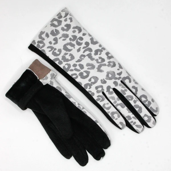 Winter Soft Warm Women Suede Gloves Full Finger With Cuff Trim Cuff Outdoor  Protective lady Gloves