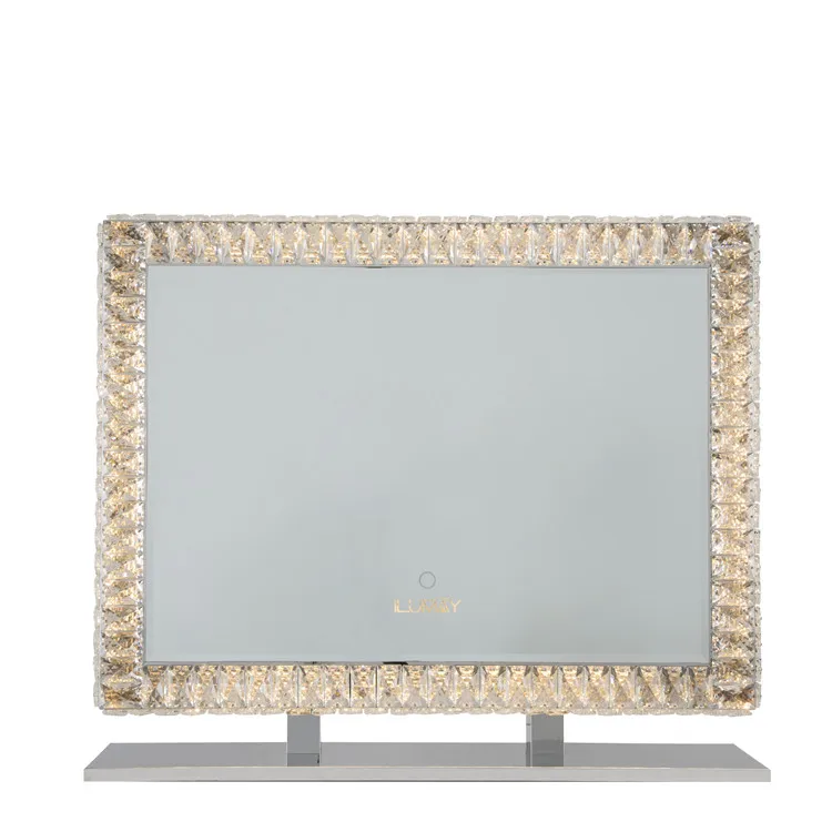 ILUMAY rectangle vertical glass Sparkly crushed diamond mirror vanity