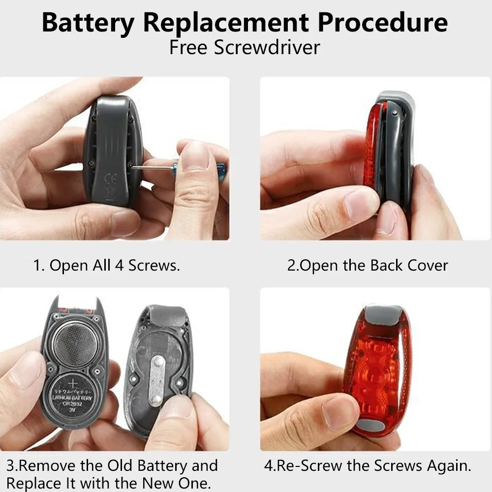 LED bicycle safety taillights, outdoor running helmets, backpacks, flashing warning night lights