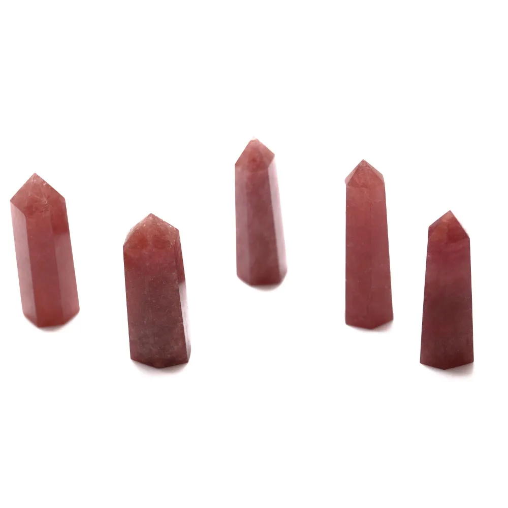 High Quality Wholesale Lucky Healing Opaque Strawberry Natural Quartz Crystal Gemstone Towers for Sale