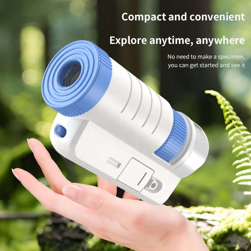 Kaili children handheld microscope science experiment stem toys 60x-200x zoom led lighting portable handheld microscope for kids