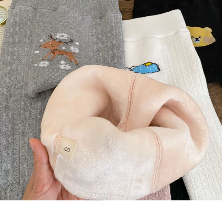 Fleece Warm Keep High Waist Knitted with Soft Touching Rib Cotton Baby Wear Long Tight Pants