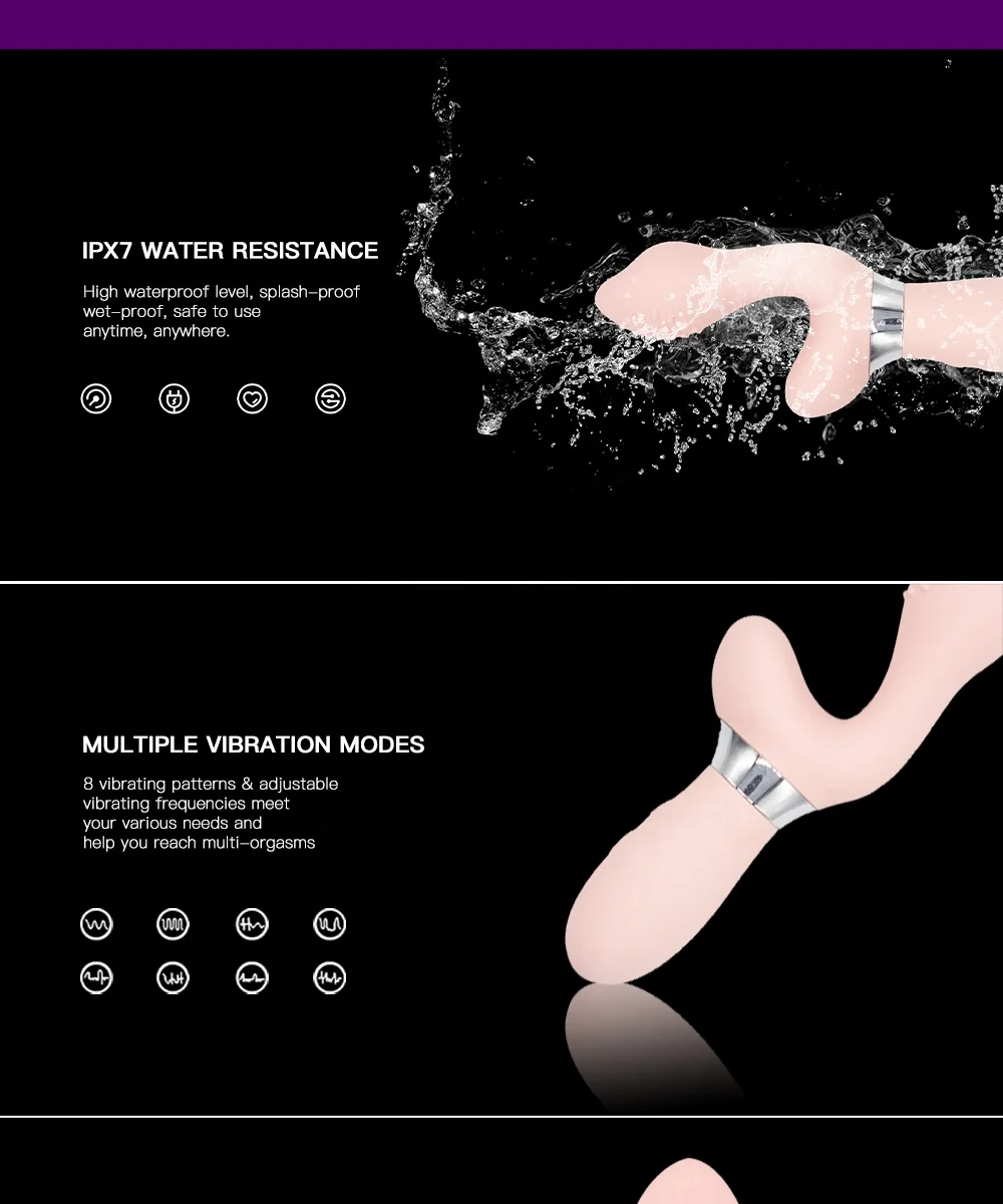 Simplewaysex Adult Toys G Spot Women 8 Vibrating Modes Massager  Silicone Rabbit Dildo Vaginal Electric Vibrator For Couple