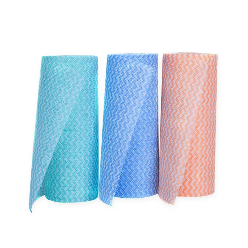 Household Reusable wave non woven kitchen dish cleaning cloth lazy rags Disposable Kitchen Paper Towel roll