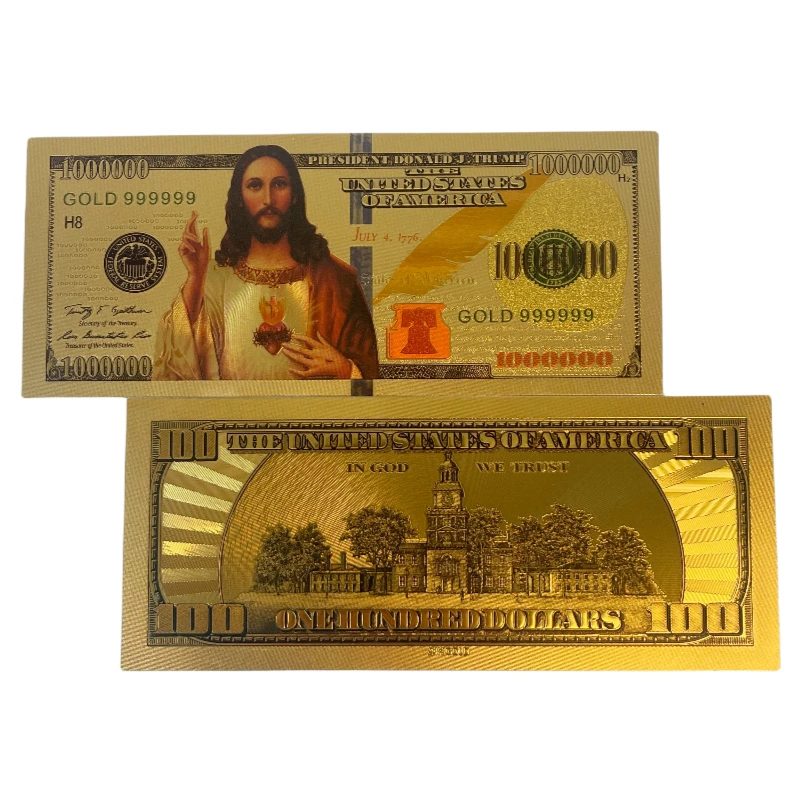 2024 now  religion jesus usd 1 million dollars 24k gold foil banknote