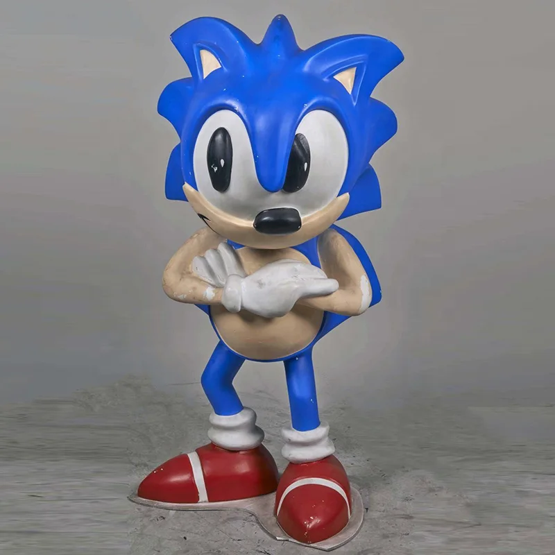 Custom Life Size Cartoon Statue Fiberglass Sonic Statue Resin Blue Hedgehog Sculpture For Decoration