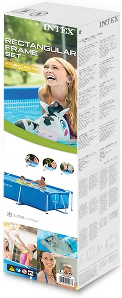 Intex 28270 Metal Frame Pool Durable Family rectangular Swimming Pool