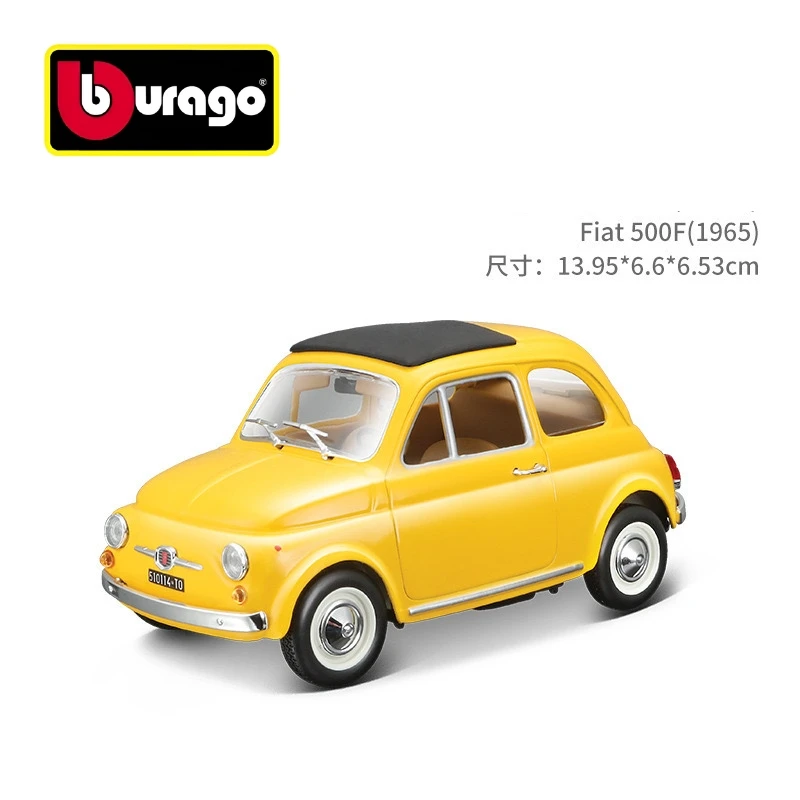 Bburago 1:24 Scale Car FIAT 500 Diecast Simulation Metal Mini Car Display Collection Gift Alloy Car Model Toy