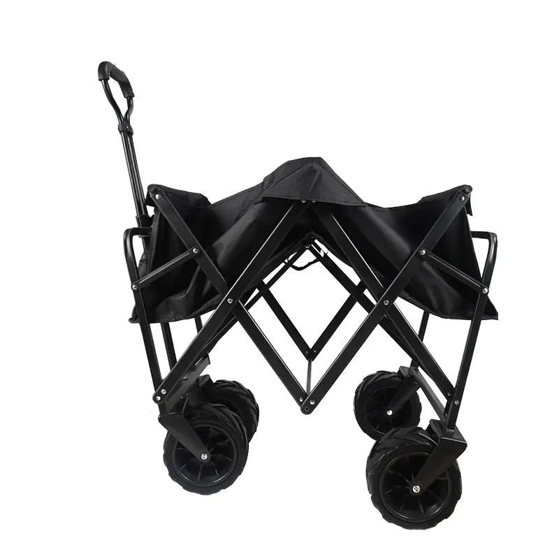 4 Wheels Large Capacity Adjustable Handle Camping Folding Wagon