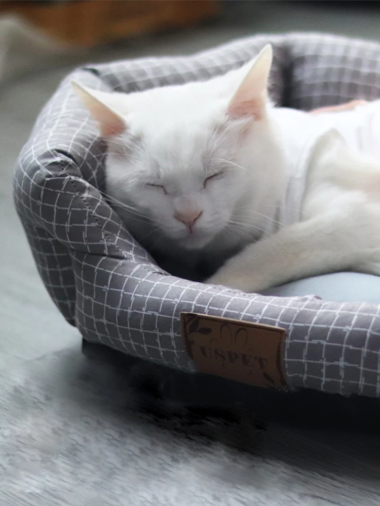 Летняя крутая дышащая подстилка из ротанга оптом круглая для собак и кошек