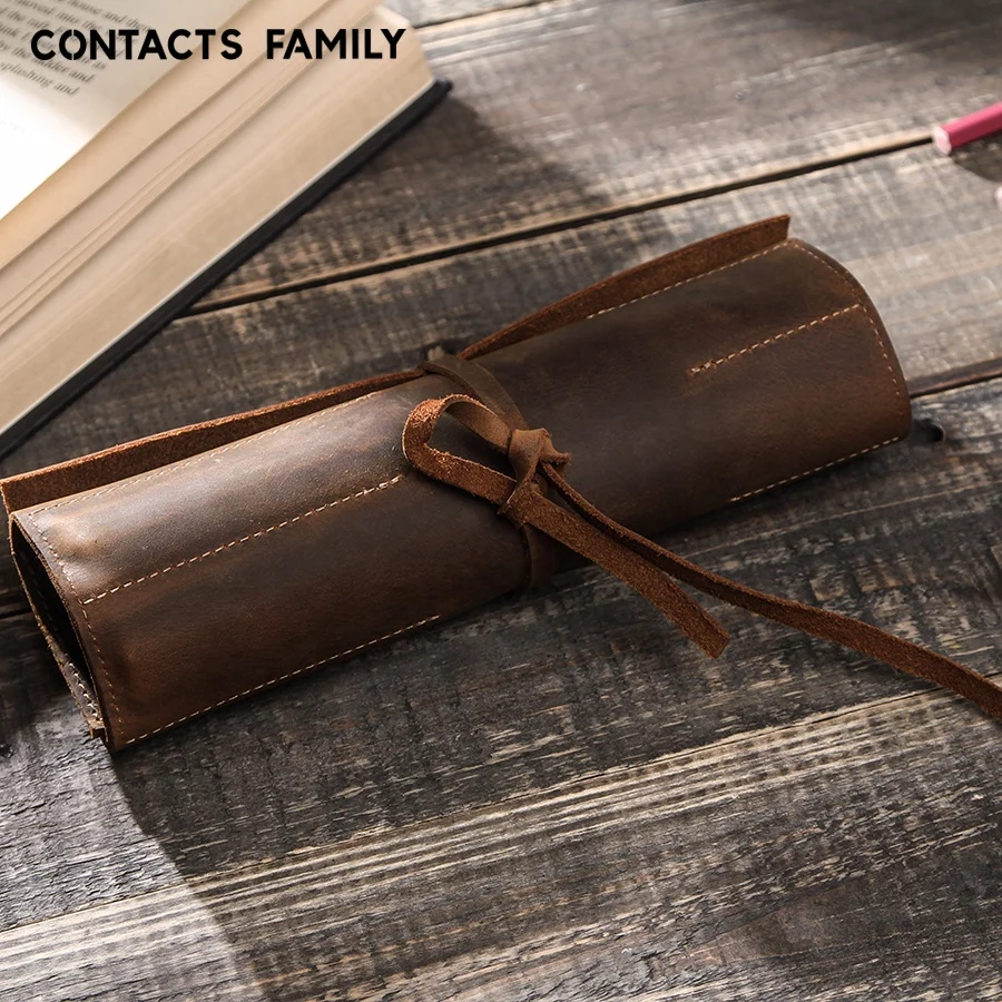 Школьные принадлежности из натуральной кожи винтажная роскошная сумка-карандаш в рулоне пенал сумка для хранения держатель мальчиков и девочек студенческие канцелярские