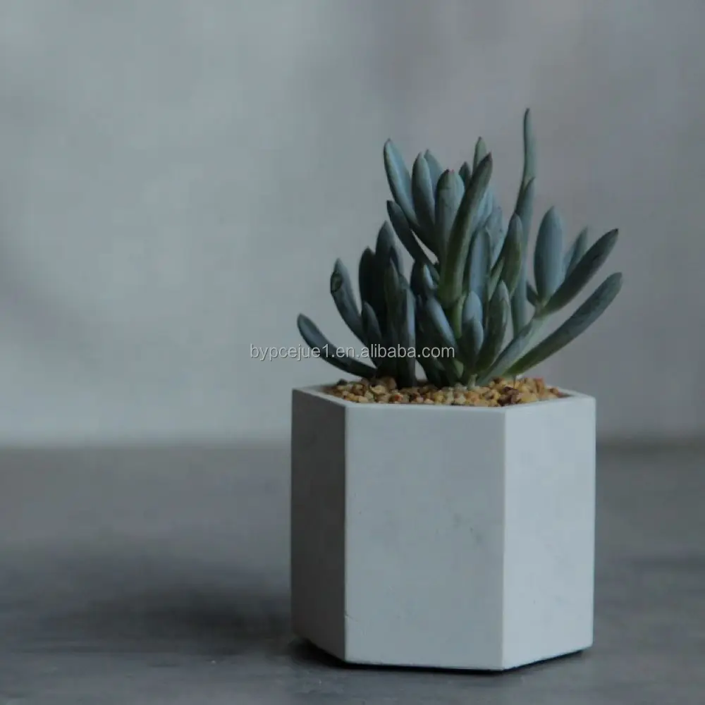 Simple Hexagonal Cement Flower Pot Wholesale Custom Home Decoration Succulent Plant Desktop Flower Pot Garden Balcony Vase
