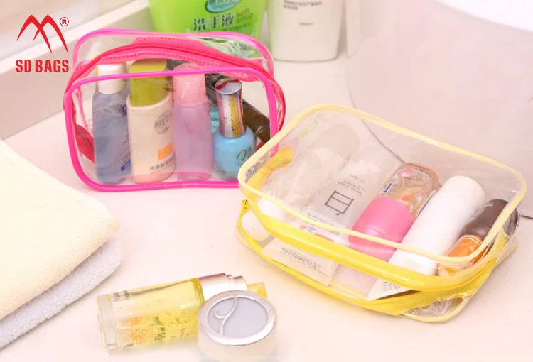 Cosmetic Bag Hot-sale High Quality Stock PVC Fashion 0.15mm PVC Zipper No Printing without Printing 15x10x7cm 18x12x6cm SDS-PV-1