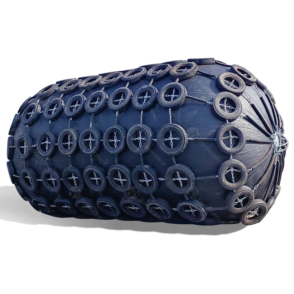 Submarine Dock Yokohama Ship Pneumatic Marine Rubber Fender With Chain and Tyre Net