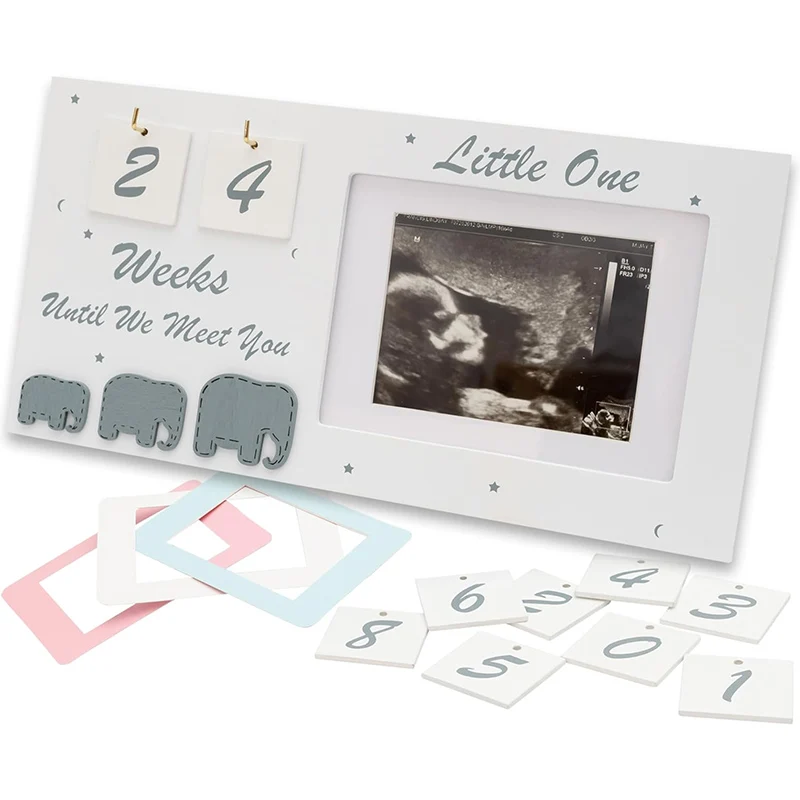 Baby Sonogram Picture Frame with Countdown Calendar and Changeable Mats Ultrasound Picture Frames Congratulations Pregnancy Gift
