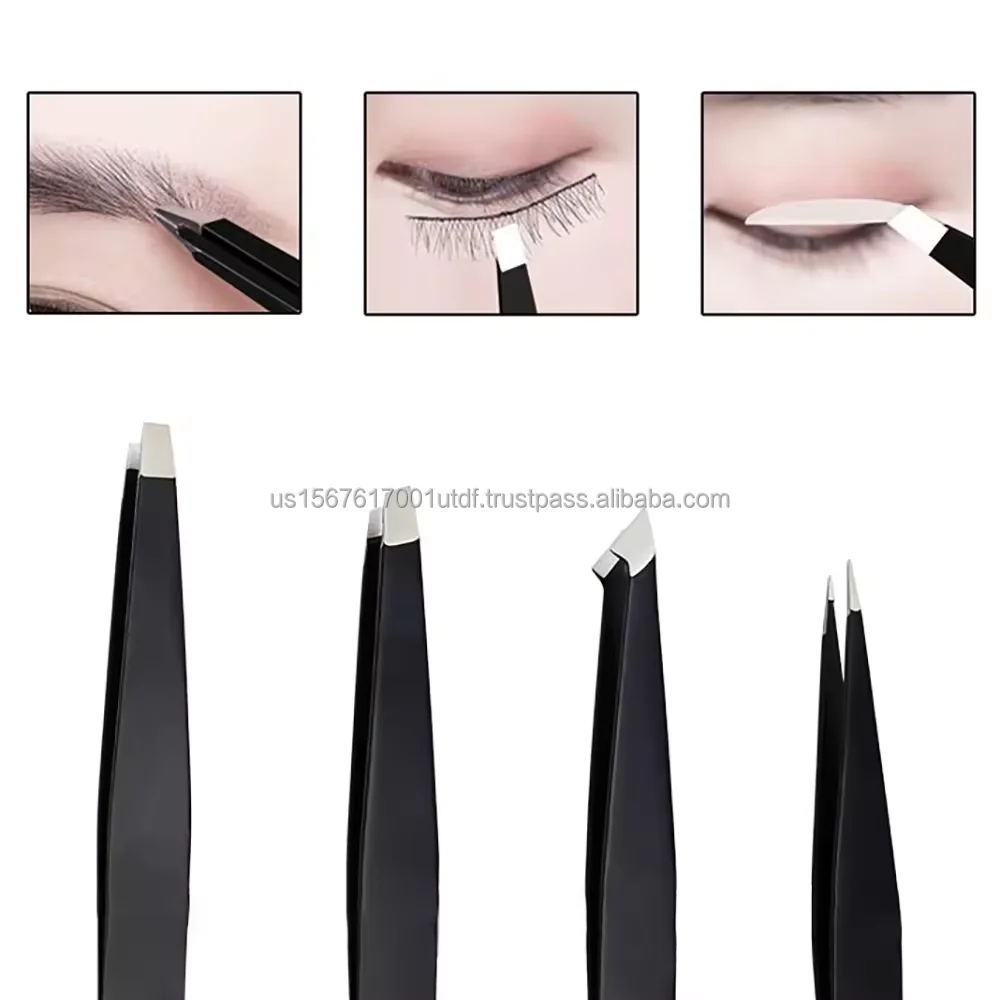 Custom logo  Steel Shape Tool Lady Stainless Eyebrow Face Nose Hair Clip Tweezer Remover