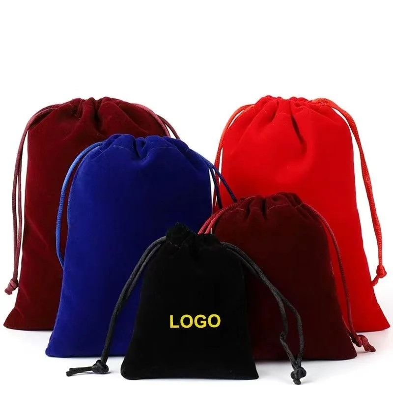 Cheap Custom Logo Drawstring Velvet Bag Pouch For Jewelry Packaging Pouch packaging bags 	 mobile phone bags