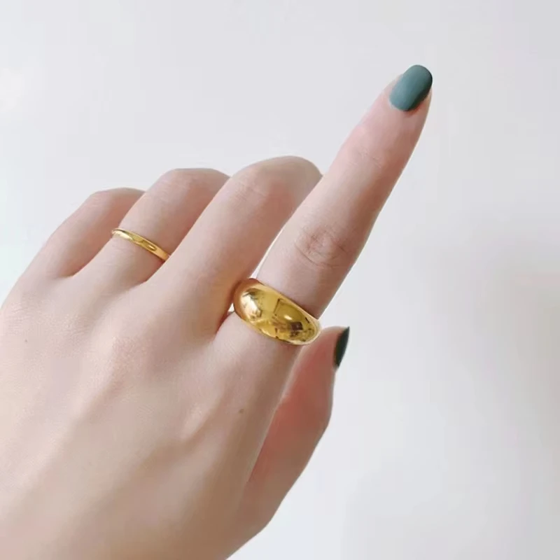 New Fashion Jewelry Blank Simple 18K Gold Plated Stainless Steel Ring for Women Rings Wholesale