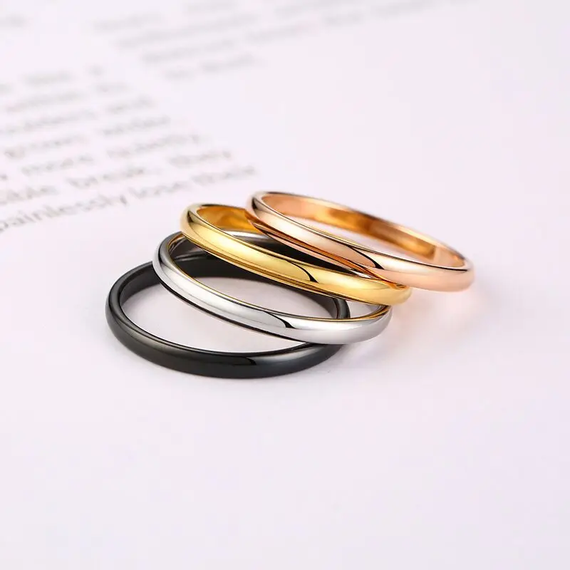 Stainless Steel Thin 2mm Ring for Women Silver Rose Gold Fashion Amazon Daily Simple Delicate Couple Ring Jewelry