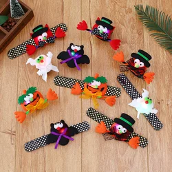 Jachon Halloween Slap Bracelets for Kids Snap Bracelets flash Bulk sequin pumpkin Print Bracelet