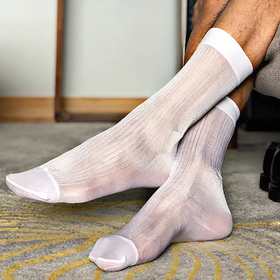 Fashion Mens Socks Formal Suit Dress Hose Sexy Sheer Man Stocking Gay Harajuku Fetish Men Gay Guy Sock Foot