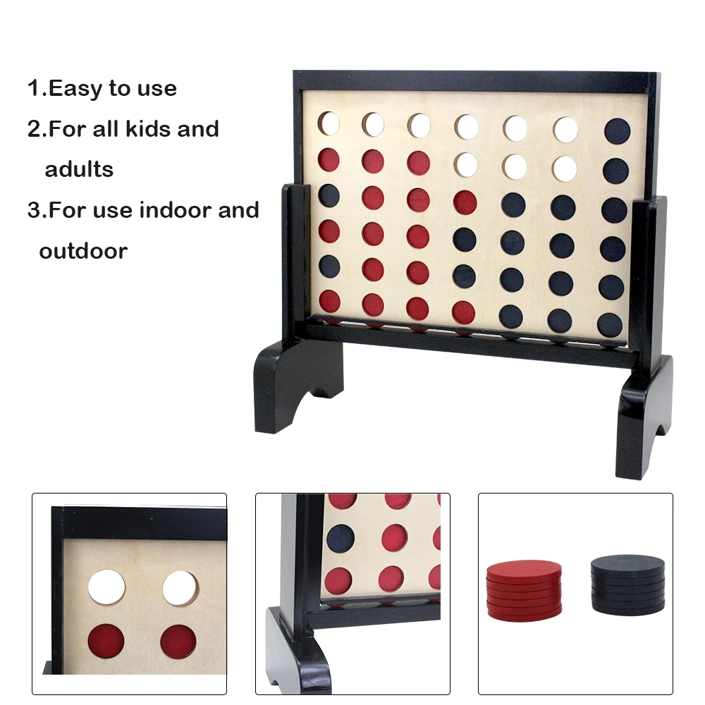 Custom Sized Jumbo 4 in a Row Game Giant Wooden 4 Connect for Family Fun with Coins Age Range 5-7 Years Sports Theme