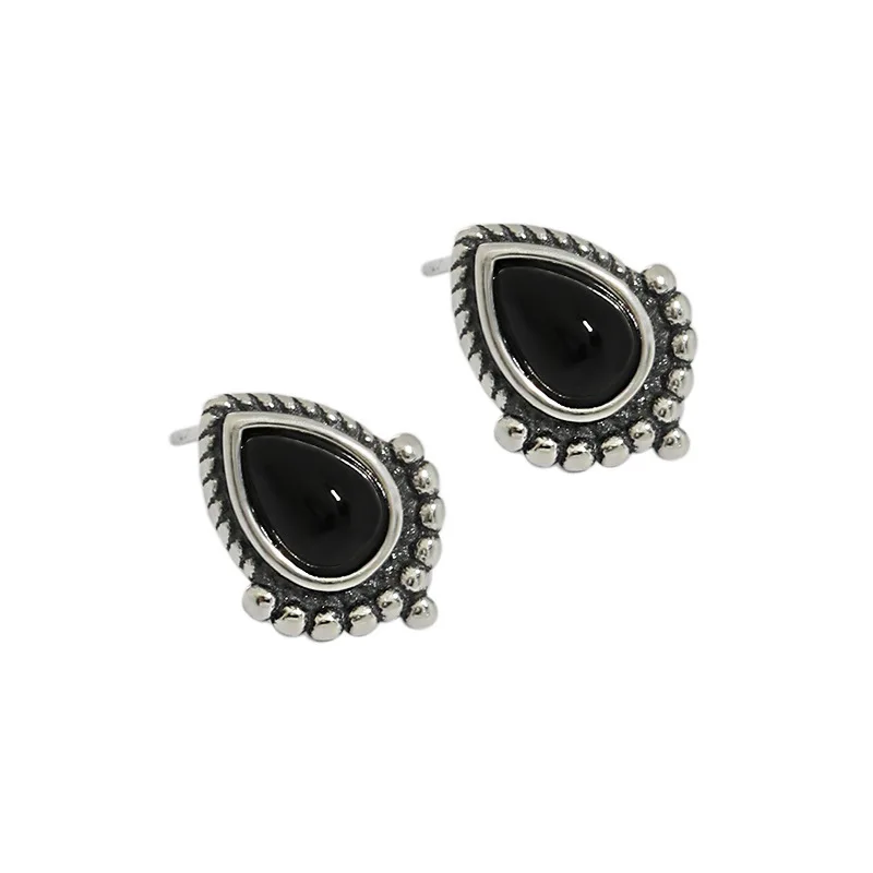 Nabest 925 Silver Jewelry Water Drop Turquoise Earrings Hypoallergenic Women Vintage Charm Stud Earrings