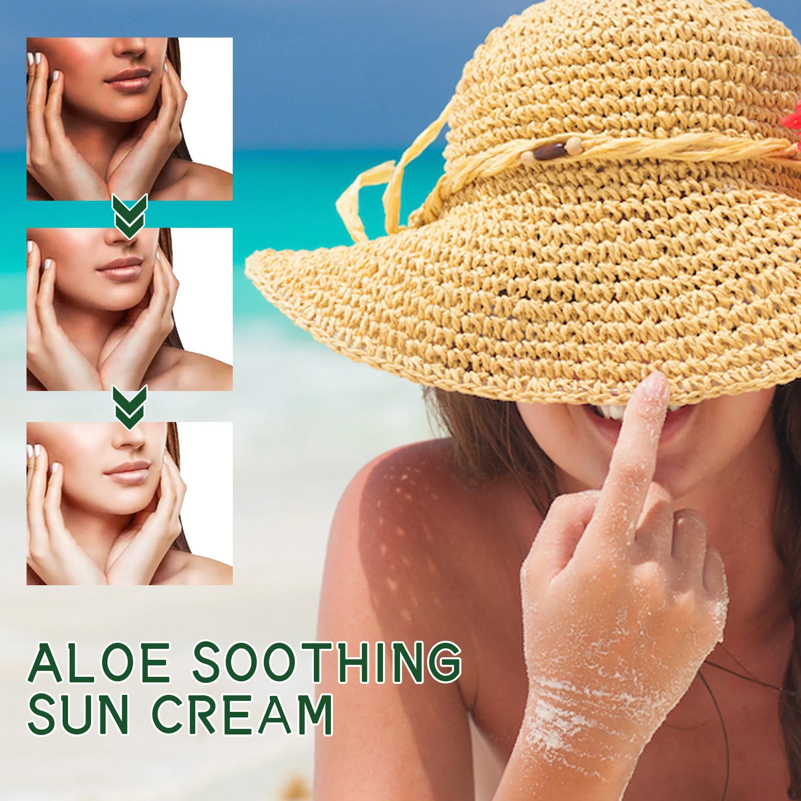 OUHOE Aloe Vera Sunscreen Care Cream, hydrating, refreshing, non-greasy, UV shielding aloe soothing sunscreen