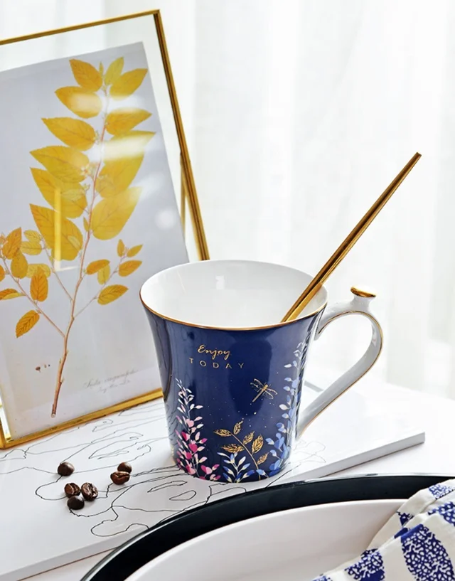 Hotsale luxury ceramic mugs Bone china coffee mug with handle Porcelain bulk mug for home hotel restaurant