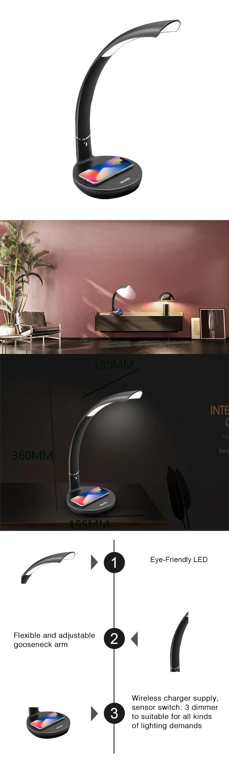SML Multifunctional Magnetic QI Wireless Charger Lamp For iPhone/samsung/huawei/xiaomi Smartphone