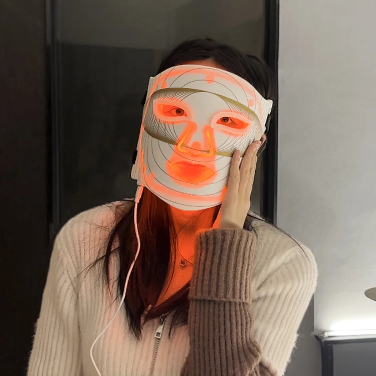 4 Colors LED Red Light Therapy Mask for Face Home SPA Bendable Silicone LED Light Therapy Face Mask Skin Re-generation Neck Mask