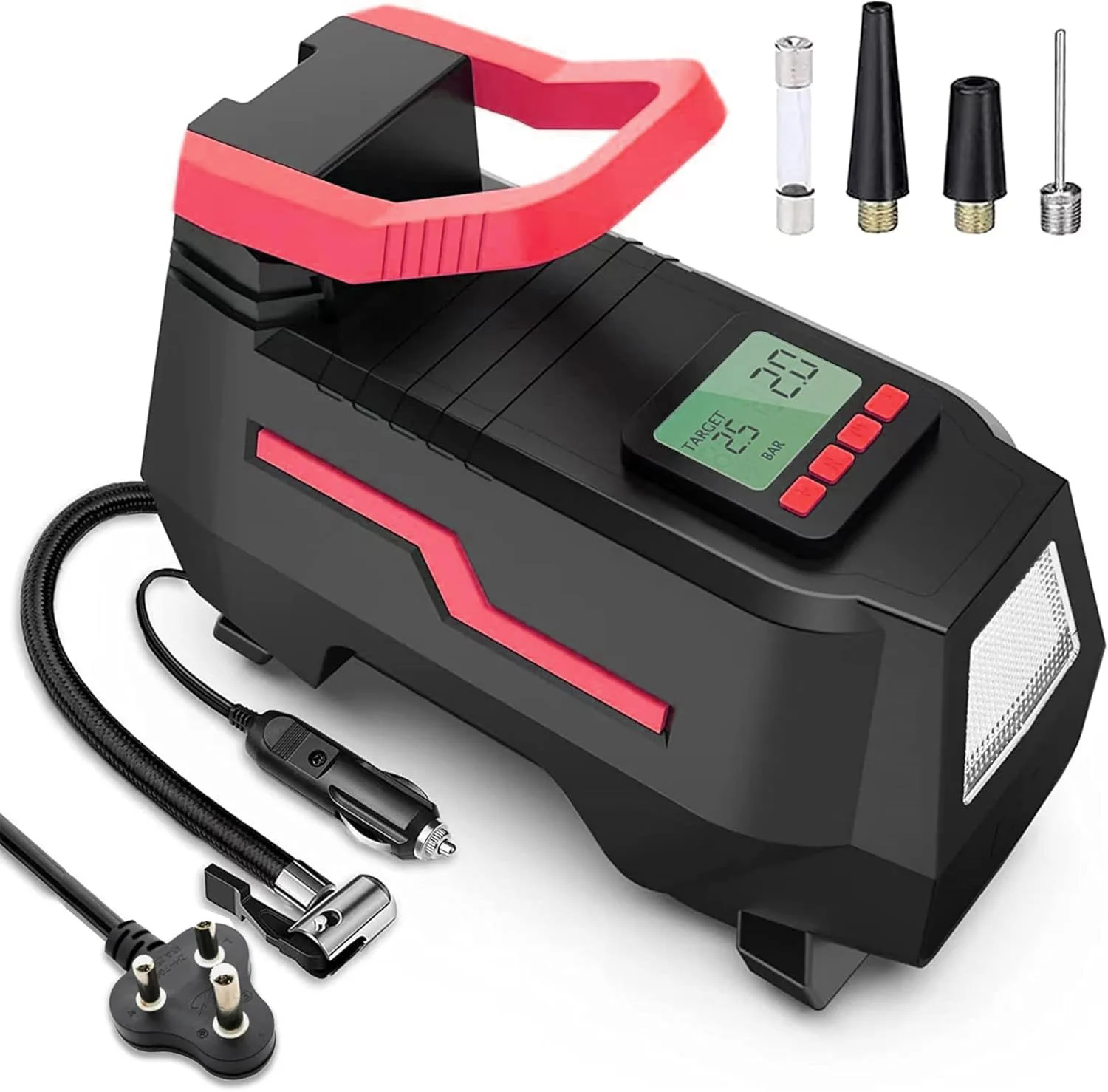 AC/DC 220 Volt Home Use 150PSI Portable Cars Tire Inflator 12V Car Tyre Inflator Air Compressor Pump with LED Light