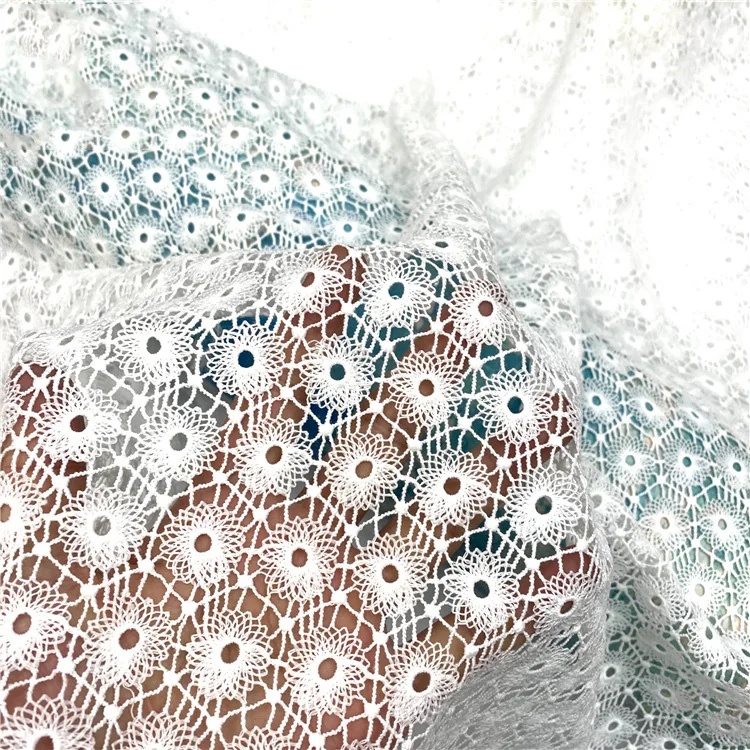 2025 Peruvian White Lace Guipure Embroidery Fabric Water Soluble Lace Dress Making Lace Fabric