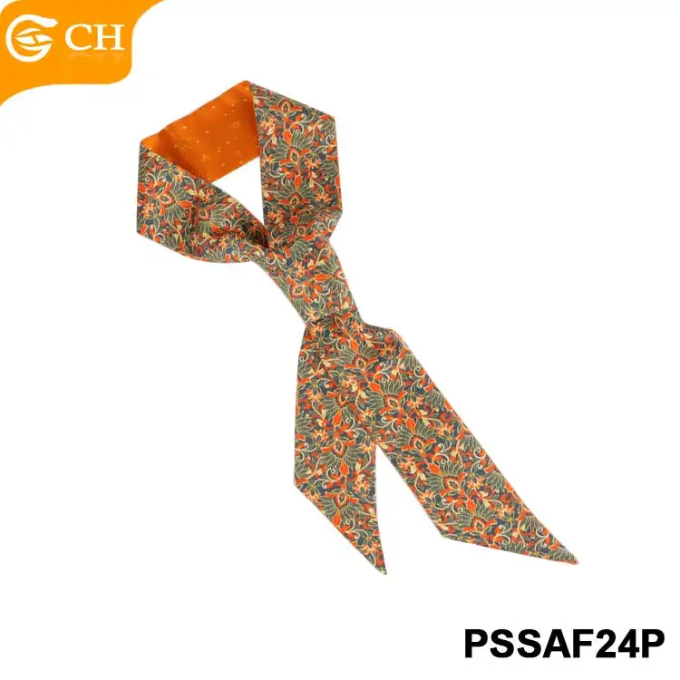 Ready to Ship Factory Women Slim Scarves Cheap Elegant Flower Printed Bevel Scarf Wholesale Stylish Handbag Head Satin Scarf