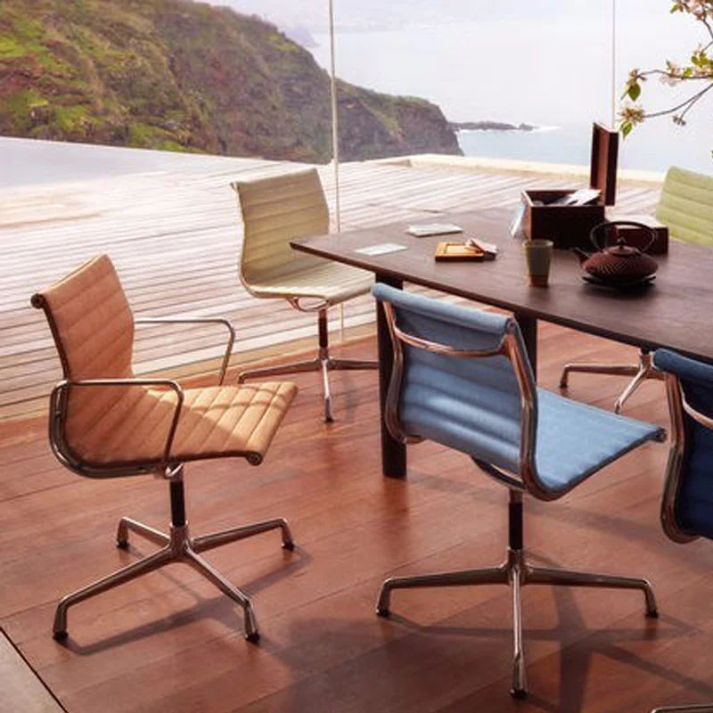 High Quality Green Medium Back Meeting Room Chair Ergonomic PU Leather Office Chair