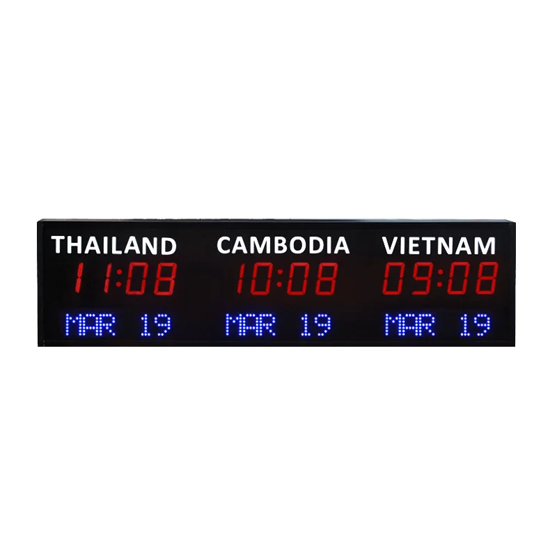 CHEETIE CP35 Blue Red Green Precision LED Display 5 Cities Digital World Time Zone Clock