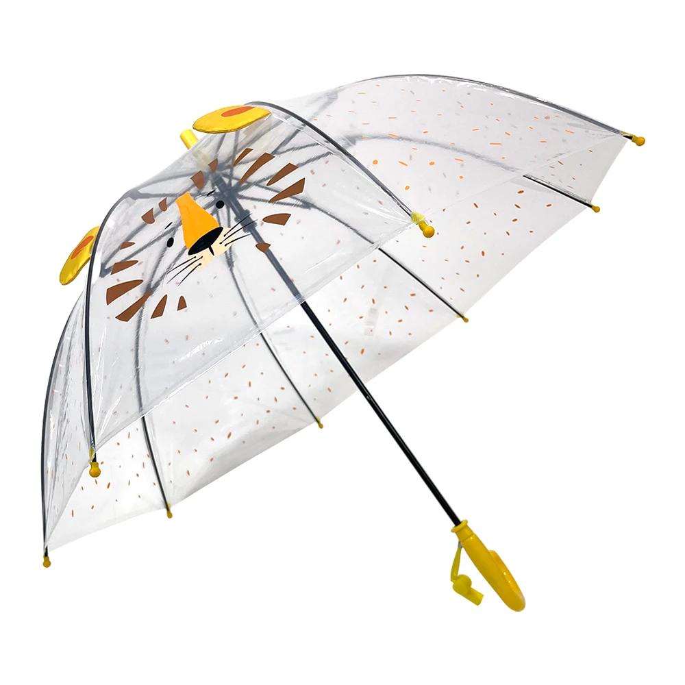 Ovida Clear Cute Custom Cartoon Animal Character Pattern 3D Ears Children's Umbrella Transparent Customized Logo CLASSIC POE