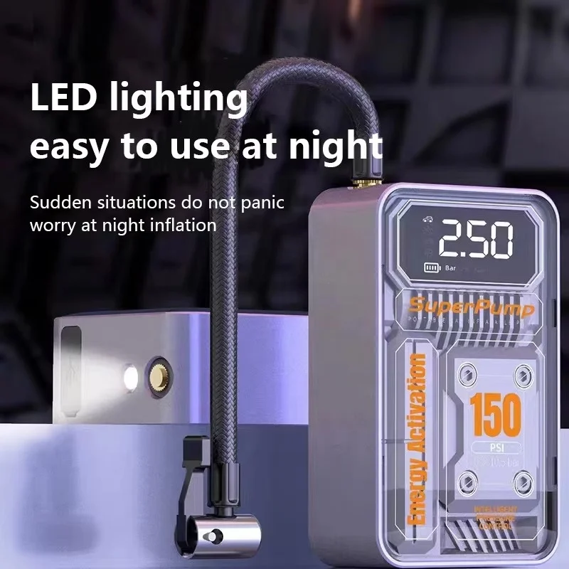 New Design Rechargeable Wireless Optional Inflatable Air Pump 150PSI Portable Tire Inflator Air Compressor for car