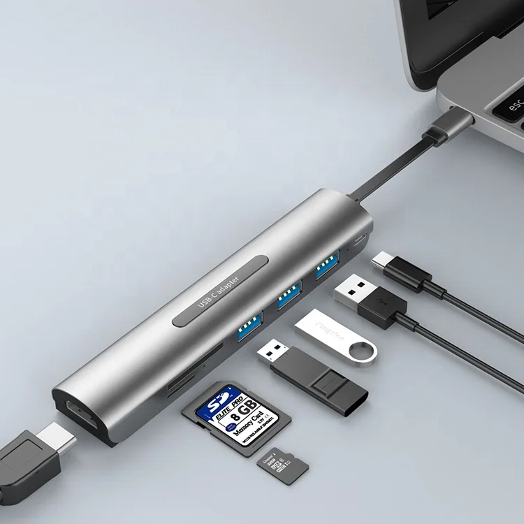 Aluminum Alloy Thin USB 4 in 1 Port PD Charger 65w Type C USB HUB with HDMIs Audio Port for Macbook