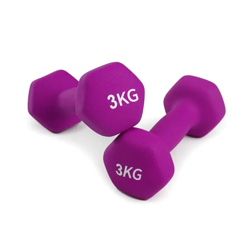 Hot sale hex small dumbbell Color neoprene dip plastic dumbbells Women gym dumbbells