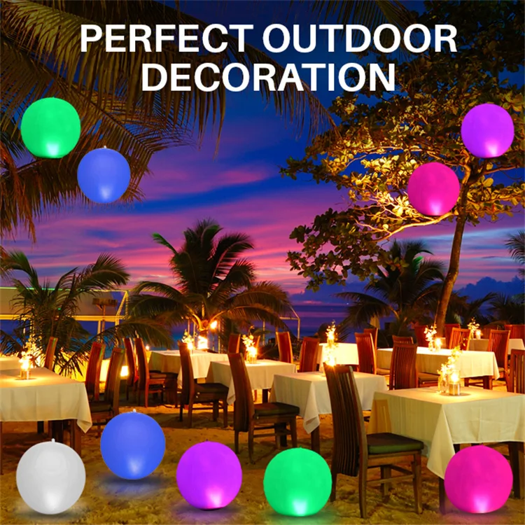 HOT IP68 Waterproof Rechargeable LED Color Changing Solar Powered 14 Inch Inflatable Floating Ball Pool Light