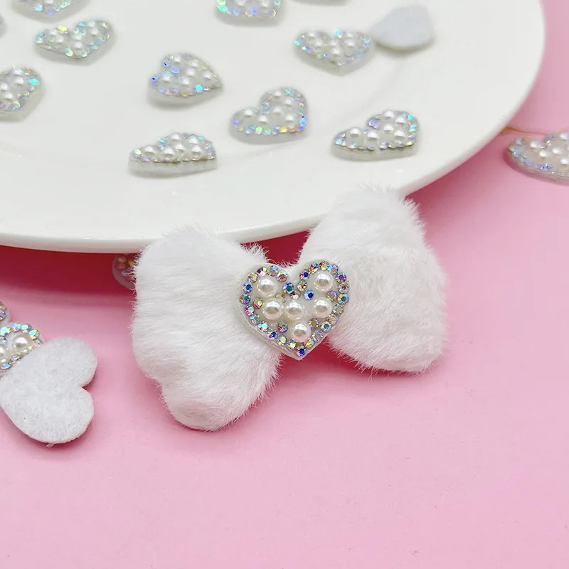 In Stock Multi Styles Heart Patch Diy Handmade Rhinestone Pearl Patches